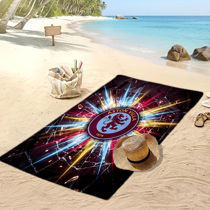 Asciugamano da Spiaggia con Stampa Calcio Aston Villa, Asciugamano Grande Morbido ad Asciugatura Rapida per Spiaggia Campeggio Nuoto