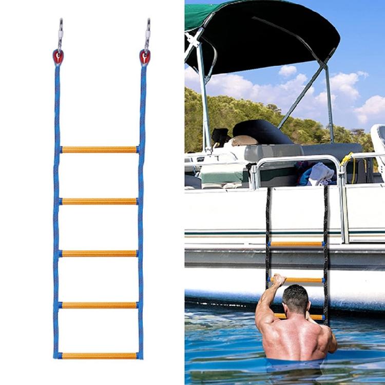 Outdoor 5 Step Boat Rope Ladder for Inflatable Boat, Kayak, Motorboat, Canoeing