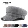Autumn and Winter Cotton and Linen Navy Hat Women Painter Newsboy Hat Versatile Trendy Men Solid Color Cap Flat Top Hat
