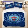Manchester City Football Club Emblem Three-piece set (1 * duvet cover + 2 * pillowcase, without core) 2DFlat Soft and comfortable Bedding set