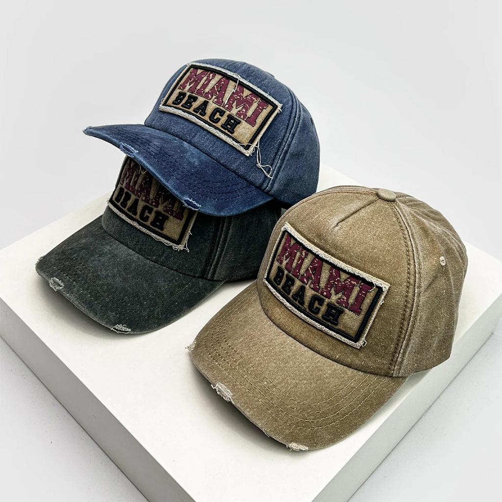 Baseball Style Broken Letterings Alphabet Miami Stitched Stitching Embroidered Women Men For Neutral Gender Fresh Caps Peaked Hats Sunshade Retro