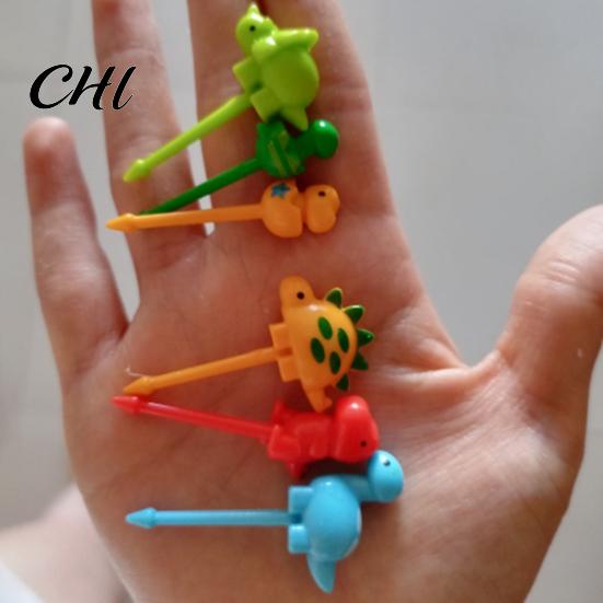Fruit Pick 6Pcs/Set Fork Anti-slip Cartoon Plastic Dinosaur Animal Design Shaped Bento Stick Party Supply