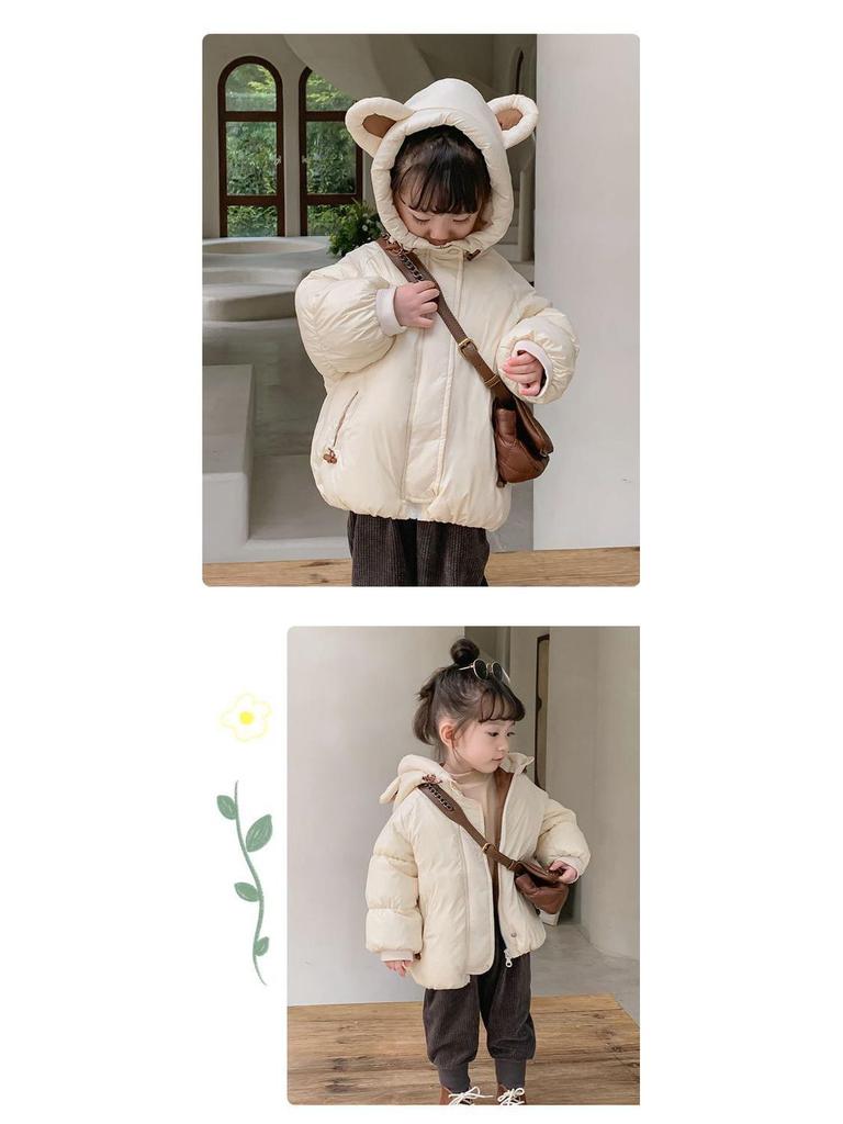 Infant Cotton-Padded Jacket with Fur Collar for 1-2 Year Olds