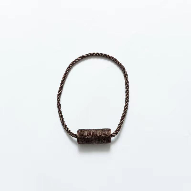 Modern Simple Magnetic Curtain Tieback with Cylindrical Three-Strand Rope Design, No-Punch Installation