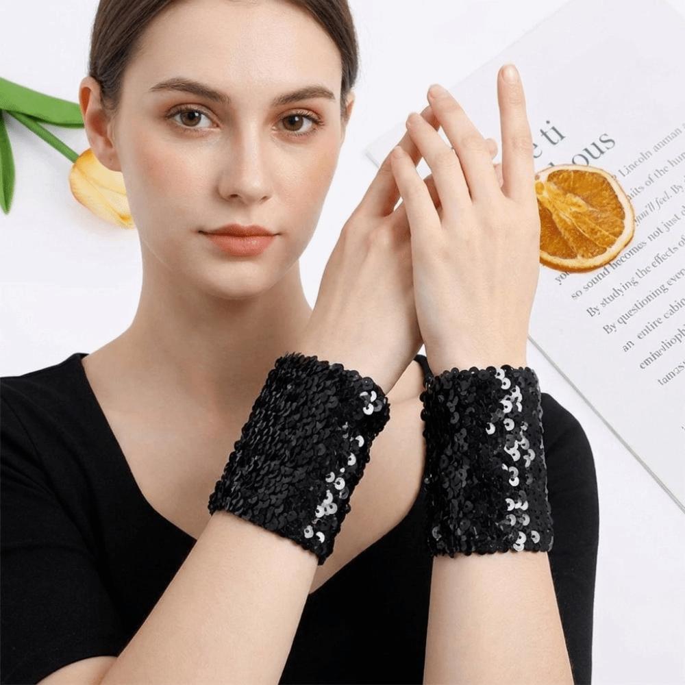 Lightweight Sequins Wrist Cuffs Elastic Wristband Fashion Bracelet Costume Prop
