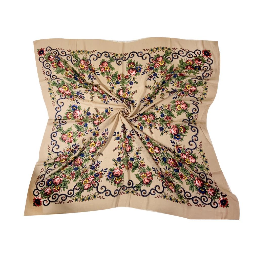 130*130cm Breathable Thin Printed Russian Square Scarf