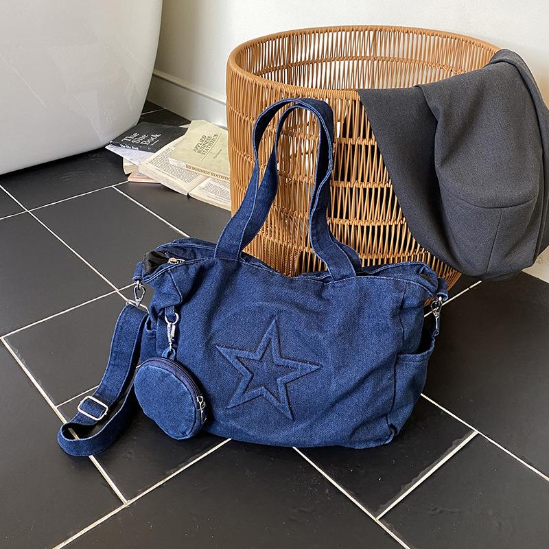 New Casual Denim Simple Shoulder Messenger Bag Large Capacity Underarm Handbag Women