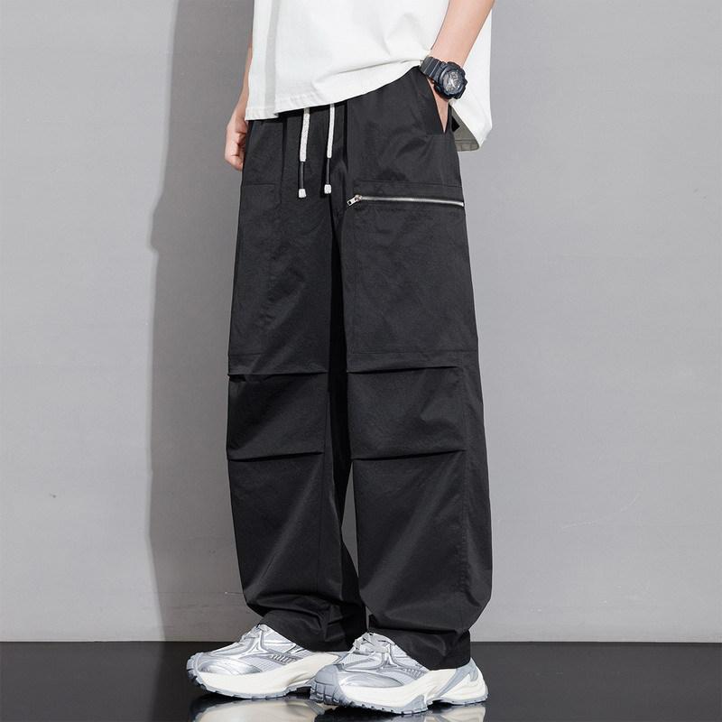 American pleated tooling men's pants summer trend youth large size men's casual trousers personalized loose pants