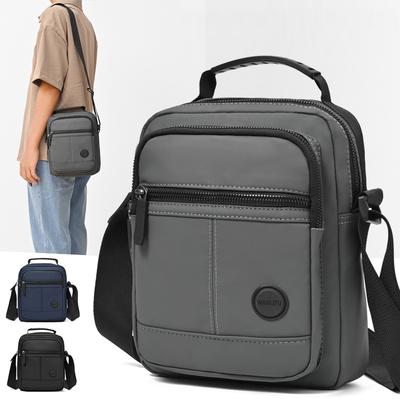 Men's Handbag Oxford Lightweight Solid Color Commuter Shoulder Bag Business Travel Multi-Layer Crossbody Bag