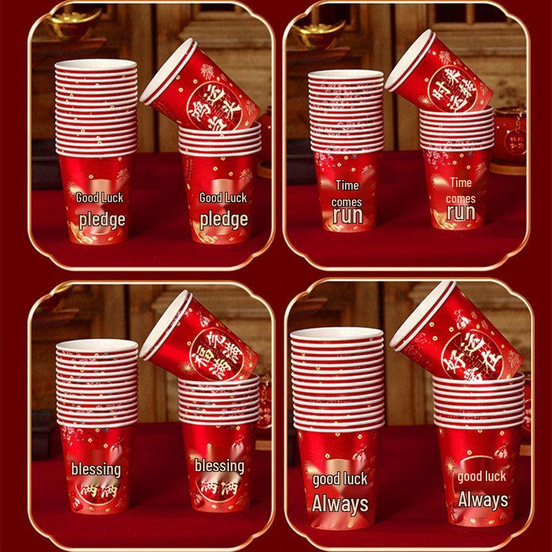 2026 Year of the Horse Festive Disposable Paper Cups for New Year and Spring Festival
