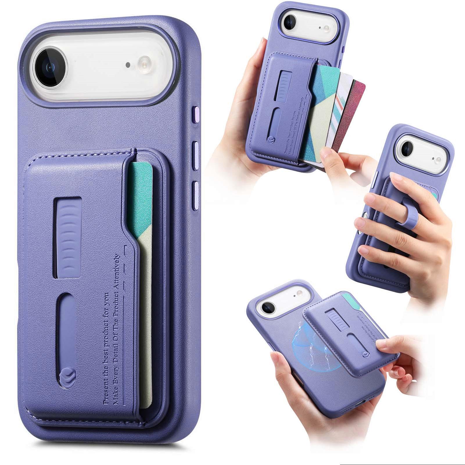 

2 in 1 Detachable Strong Magnetic Wallet Case for iPhone 17 Pro Max 16E 16 Plus 15 14 13 12 11 17 Air Cards Slot Wristband Cover iPhone 13 Pro фиолетовый