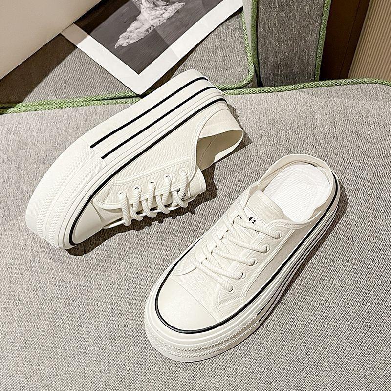 Platformowe buty płócienne damskie wiosna i jesień nowe wersja koreańska wszechstronne oddychające zwiększające wysokość buty na platformie muffin płaskie dwa i pół sli