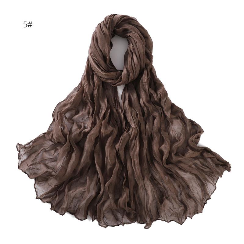 85 * 180cm Wrinkled Cotton And Line Designer Scarf Head Hijab Wrap Women Shawls Femme Lady Headband Muslim Hijabs Ramadan