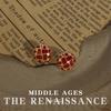 Vintage Burgundy Red Enamel Drop Earrings - Retro French Style Studs