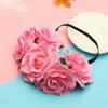 Bohemia Women Hair Accessories Wedding Hairband Bridal Headwear Rose Flower Garland Elastic Wreath Headband Fashion Headpiece