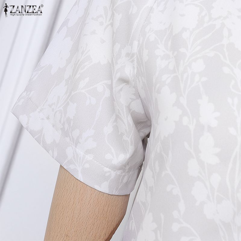 ZANZEA Women Casual Round Neck Short Sleeve Floral Dress