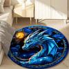 Multiple Sizes Blue Dragon, Starry Background Print Round Carpet Living Room Bedroom Table Chair Sofa Decorative Carpet