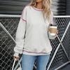 2025 New Autumn and Winter New Round Neck Contrasting Edge Loose Pullover Sweatshirt Women's Casual Loose