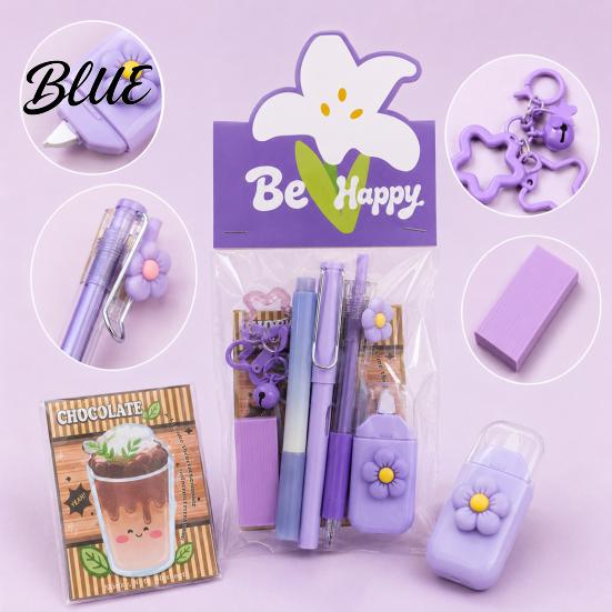 Practical Stationery Kits Flower Set Macaron Color Correction Tape And Smooth Shaped Writing Gel Pens Portable Homework Essentials for Students