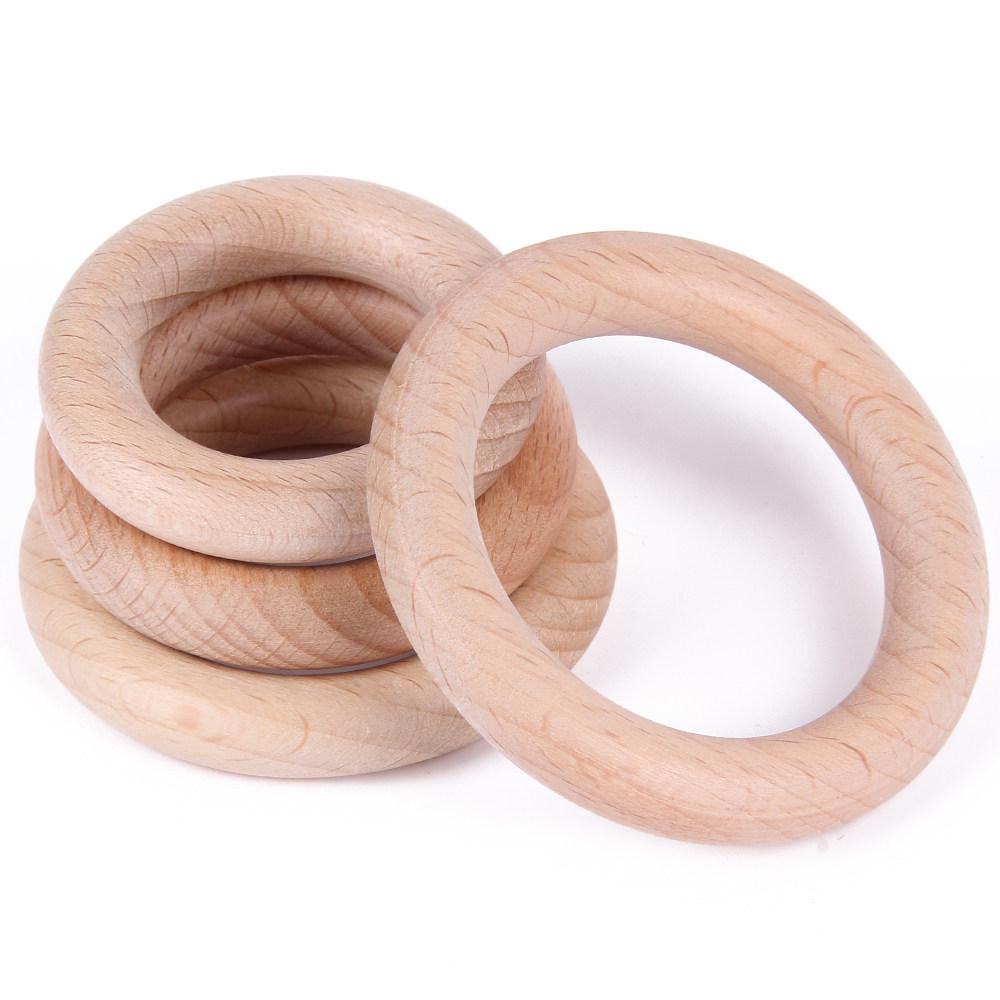 Beech Wood Rings for DIY Jewelry & Crafting - Handmade Weaving Materials, Solid Round Wooden Rings (25/40/45/50/60mm).