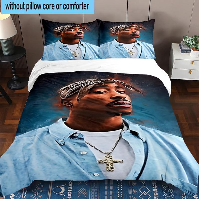 3PCS Rap Legend In Blue 3pcs Bedding,Including 3PCS Duvet Cover And 2pcs Pillowcases Perfect for Christmas,Ideal for Bedroom, Dormitory