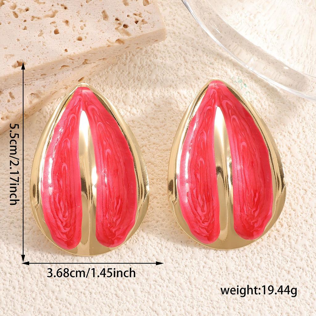 European and American Geometric Water Drop Earrings, Fashionable and Simple Cream Wind Dopamine Contrasting Color Earrings, Versatile Women's Ear