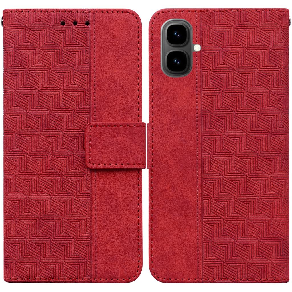 For Infinix Smart 10 Case Geometry Pattern Leather Wallet Phone Cover with Wrist Strap