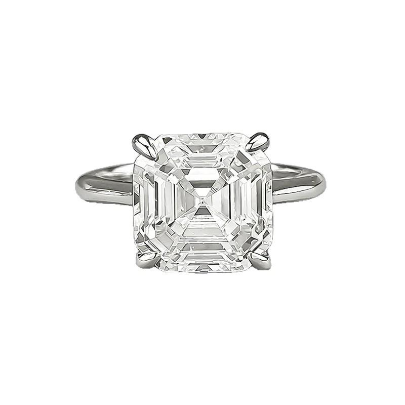 Xian Can Jewelry 2025 S925 Silver Asscher Cut White Diamond Ring - Classic European & American Style