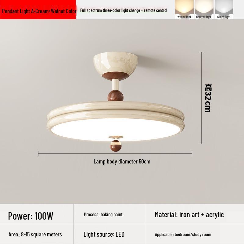 French Cream Medieval Wood Grain Wabi-Sabi Chandelier for Bedroom & Study
