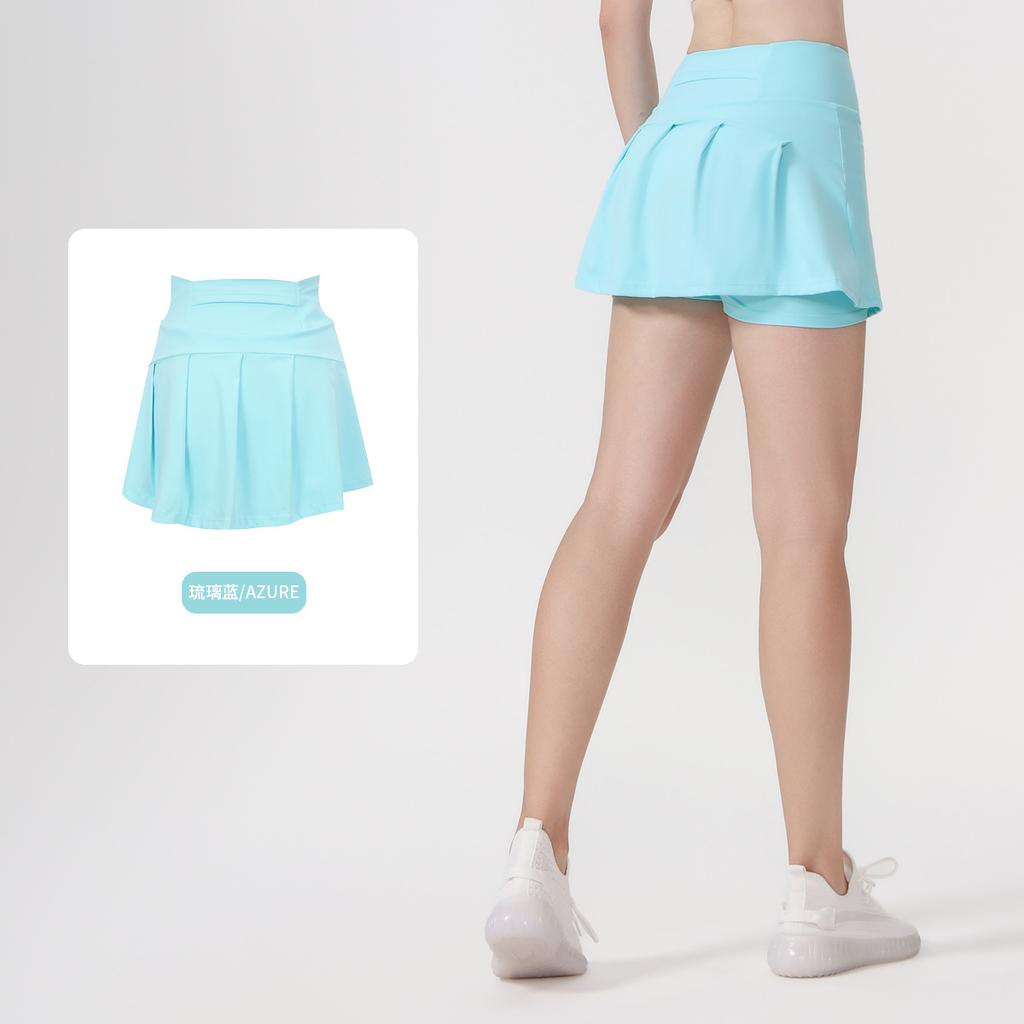 () Sports Tennis Skirt Women'S Anti-Light Fitness Skirt Fake Two-Piece Yoga Quick-Drying Pleated Skirt Shorts
