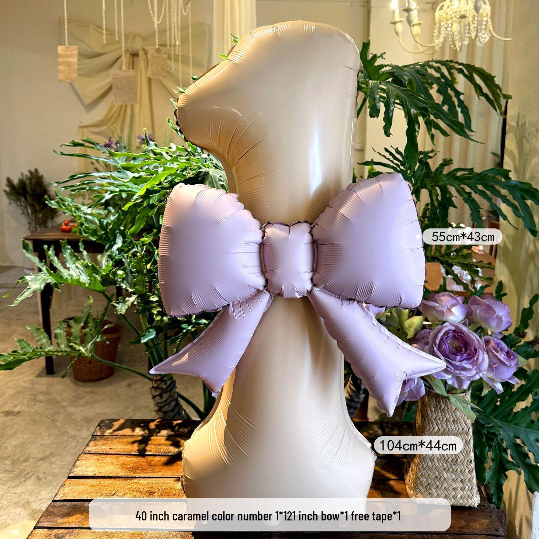 

40-inch Matte Birthday Number Balloons with Bow for Outdoor Picnic & Baby Party Decoration