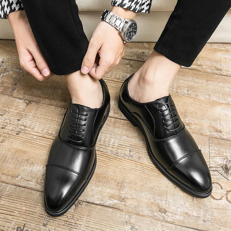 Men’s Derbys Dress Formal Business Shoes Men Black Brogues Tuxedo Wedding Blazers Saddle Shoes Large Size