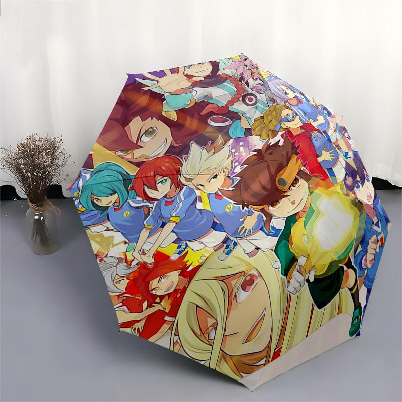 1pc Captain Tsubasa Automatic Opening Outdoor Umbrella - Portable 3-Fold Design with 8-Rib Iron Frame, Perfect for Fans, Travelers, Daily Use, an