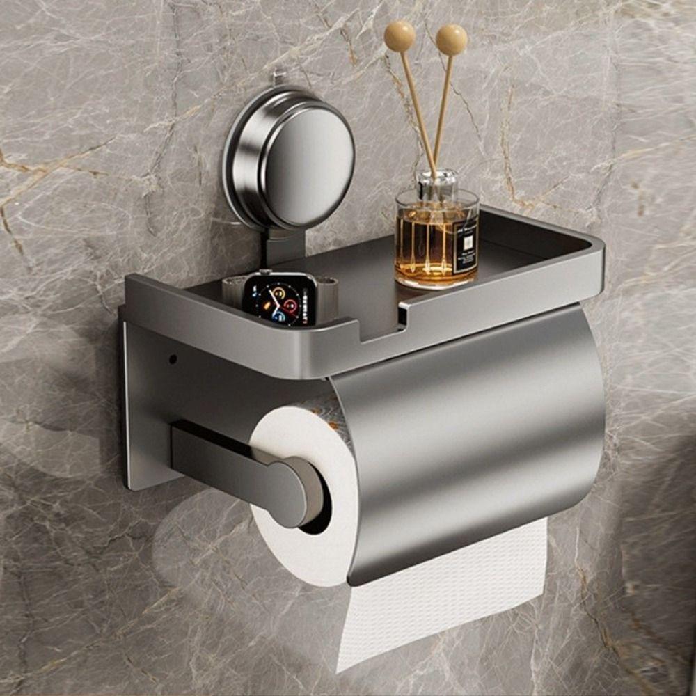 Punch-Free Toilet Tissue Box Suction Cup Bathroom Paper Holder  Kitchen