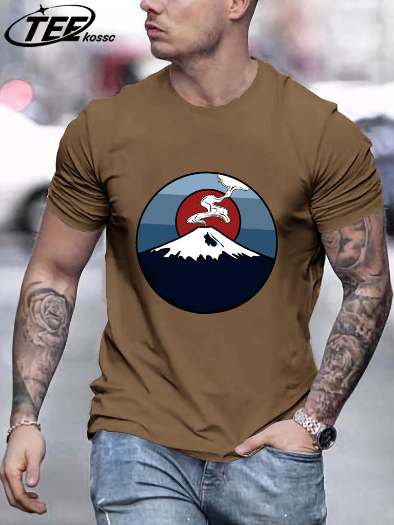 Fuji Volcano Japan Mount Fuji Men Retro TShirts Cotton AllMatch T Shirt Trendy Street Short Sleeve Unisex ONeck Soft Clothes