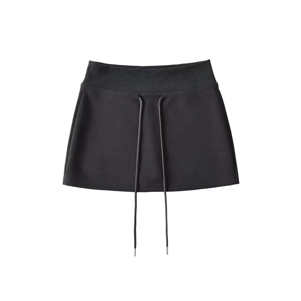 Chic High-Waist Drawstring Sporty Mini Skirt with Lining – Versatile Hip-Hugging A-Line Design for Summer