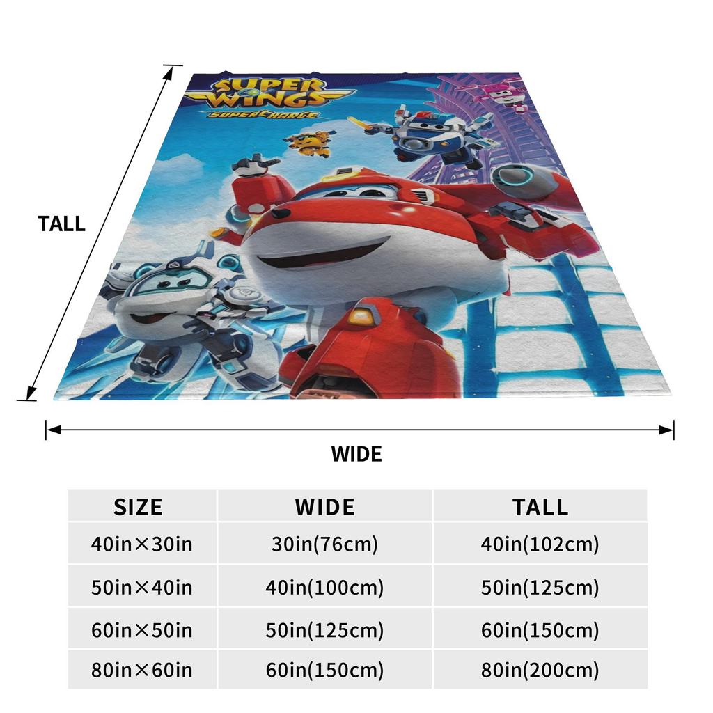Super Wings Cartoon Blanket Warm Aesthetic Plush Throw Blanket For Kids Adult Outdoor Flannel Bedspread Bed Cover
