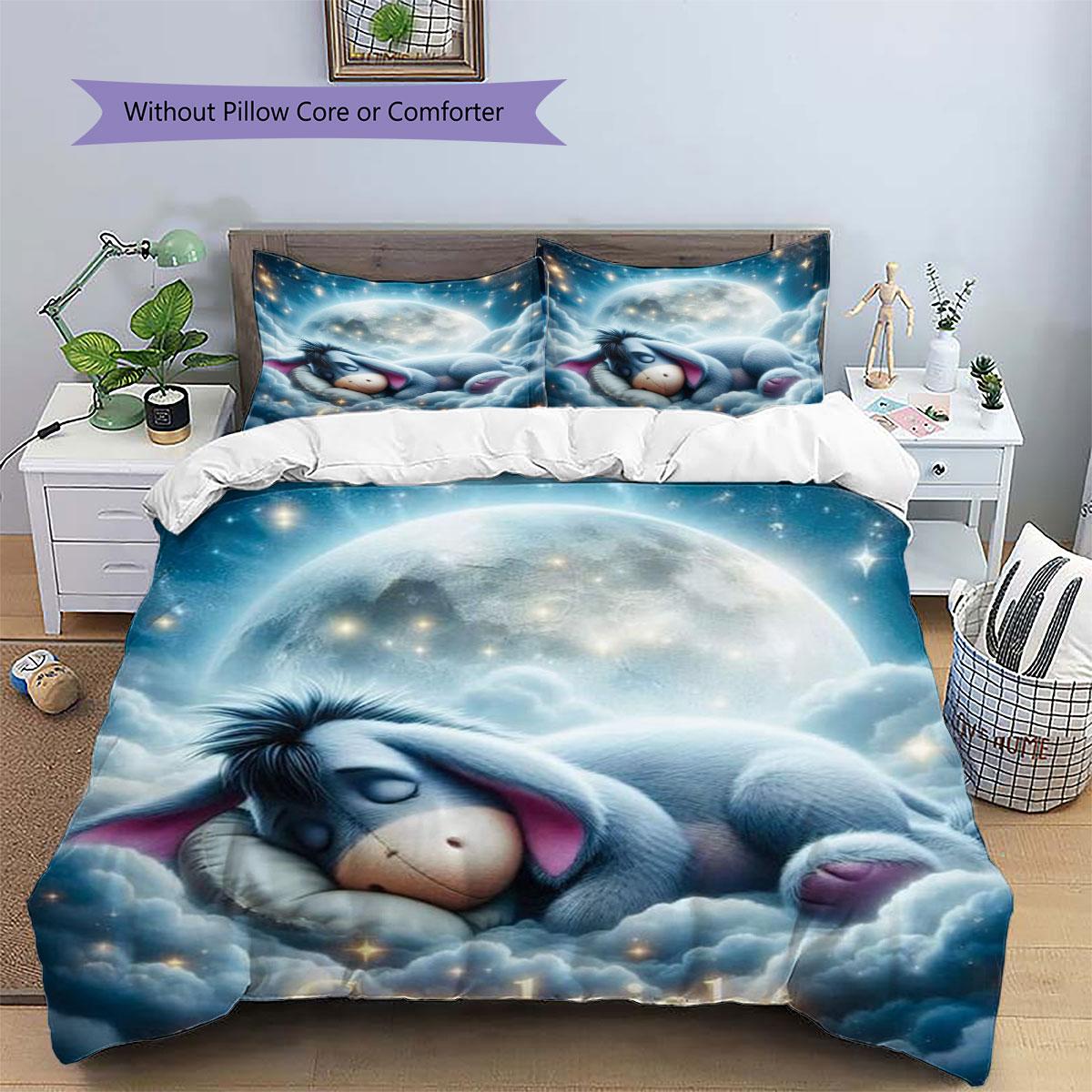 

Adorable Blue Eeyore and Winnie The Pooh Print Bedding Set – Perfect for Decorating A Child s Bedroom. 135x200cm