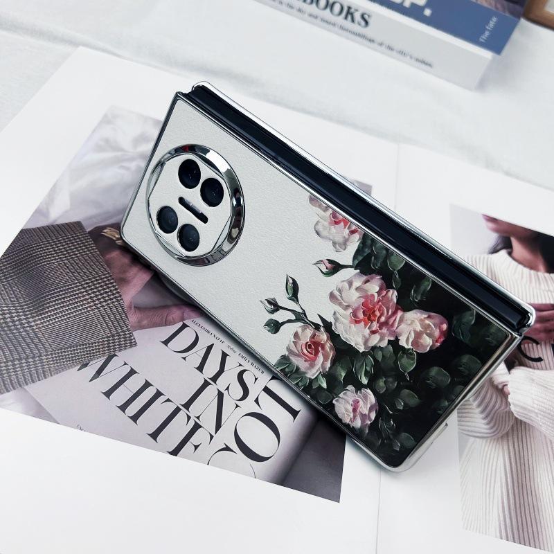 OPPO Find N5 & Huawei Mate X6/X5 Leather Pattern Electroplated Protective Phone Case