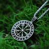 Vintage Viking Stainless Steel Viking Compass Necklace Pendant Men Chains Biker Nordic Odin Rune Pendant Amulet Jewelry Gift