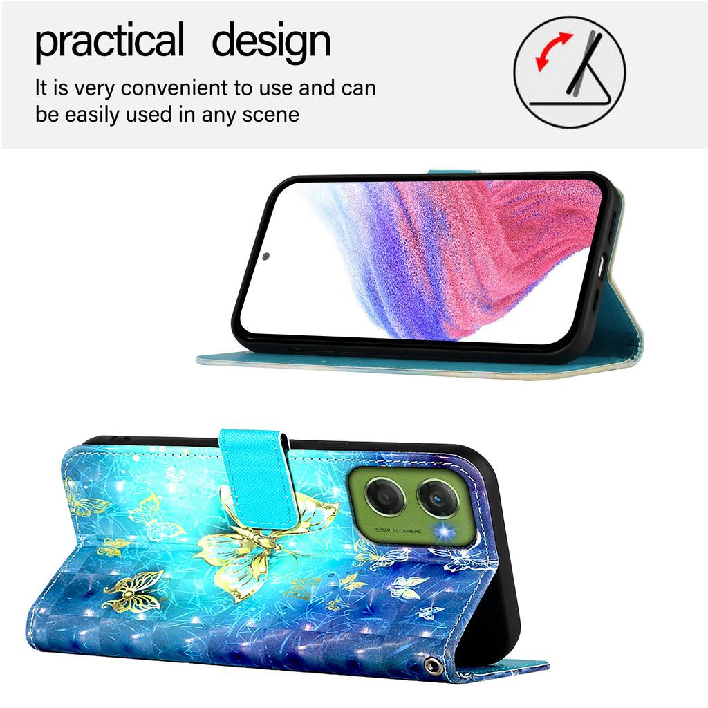 For Motorola Moto G06 4G Leather Case Pattern Printing Wallet Stand Mobile Cover with Strap