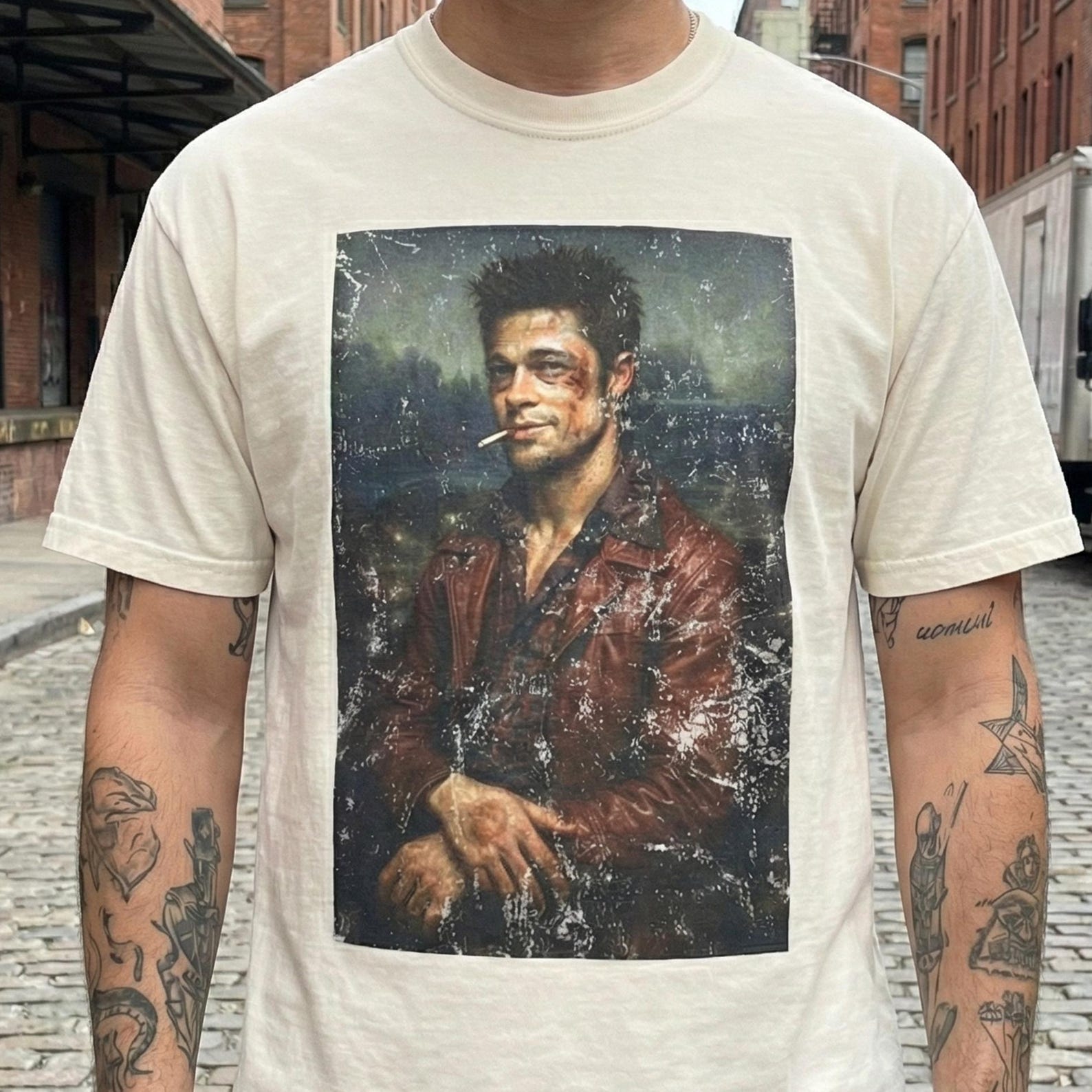 Fight Club Tshirt, Tyler Durden Mona Lisa Shirt: Brad Pitt Cult Movie Cotton Tee 2XL