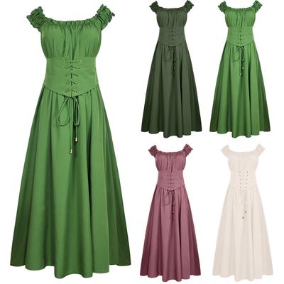 Women's Renaissance Medieval Dress, Off-the-Shoulder Corset Maxi Dress for Halloween Party & Cosplay