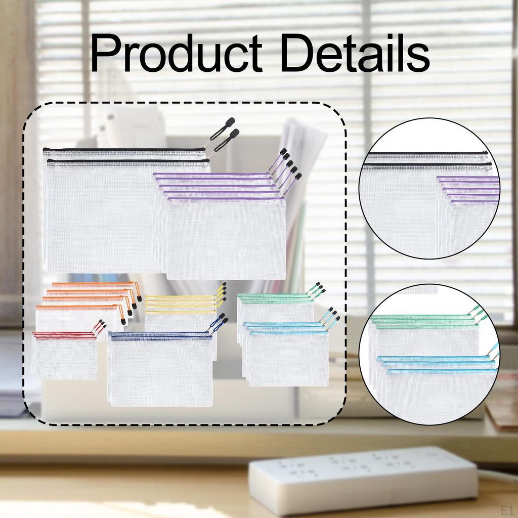 26Pcs Mesh Zipper Pouch Bags Toiletry Cosmetic Make Up PVC Storage Organizer