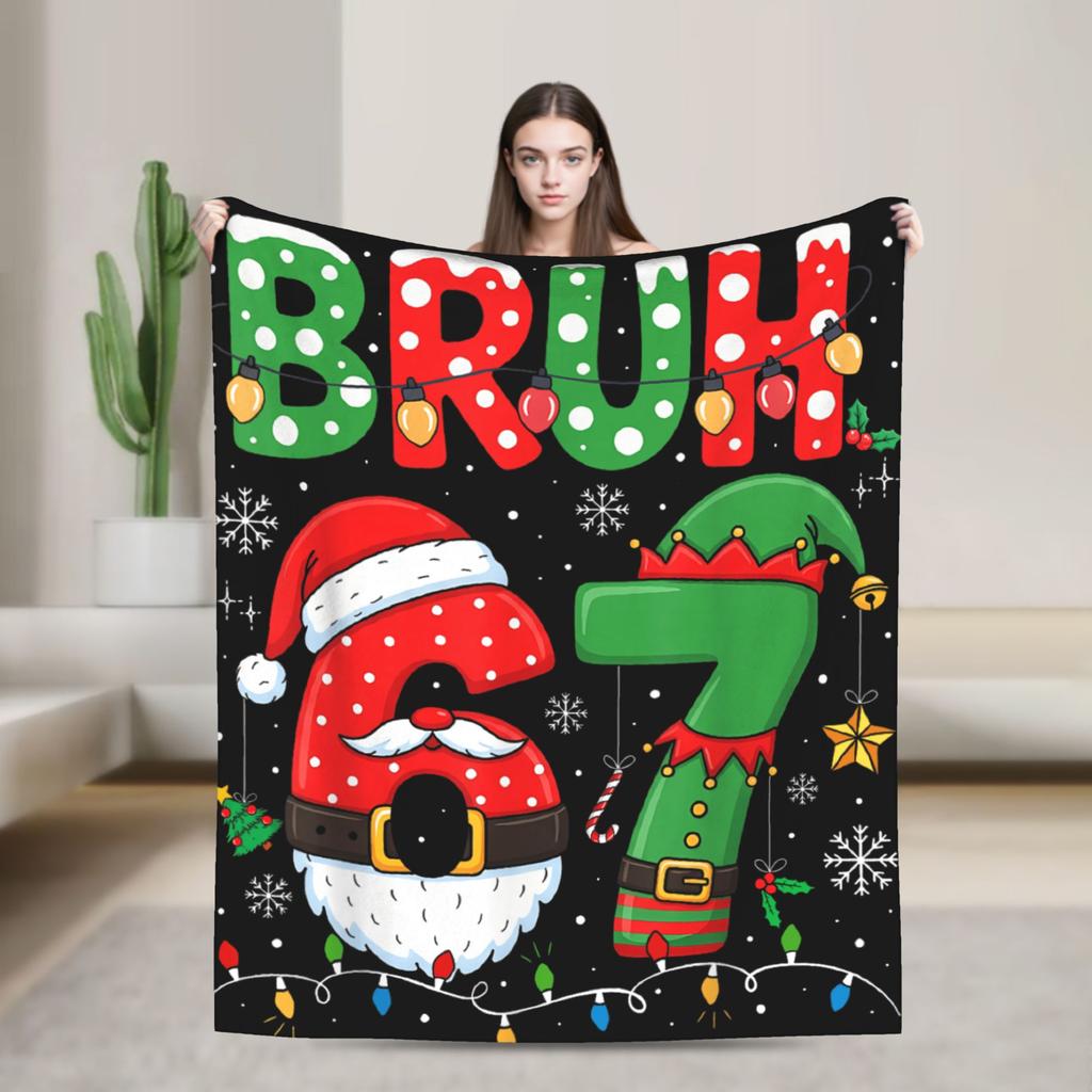 Popular 67 Brainrot Italian Meme Funny Blanket Warm Soft Flannel Throw For Sofa Office Travel Men Women Multi Sizes