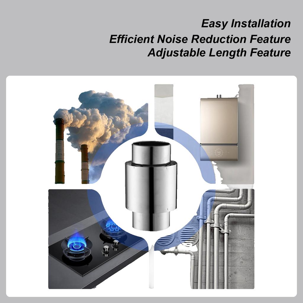 Water Heater Chimney Pipe Tube Connector With Check Valve Anti Backflow Stainless Steel Tube Adapter For Stove Water Heater