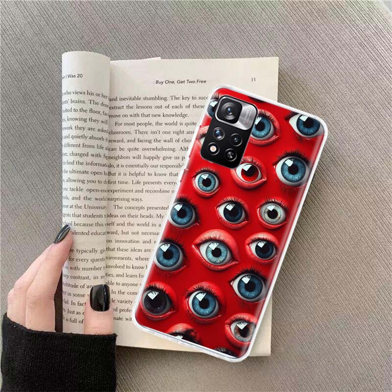 Devil Fear, Red Eye Dense Phobia Phone Case For Redmi Note 13 12 Pro Plus 14 15 Pro 5G 11 11T 11E 11S 10 Pro 10S 9 9S Cover Cell