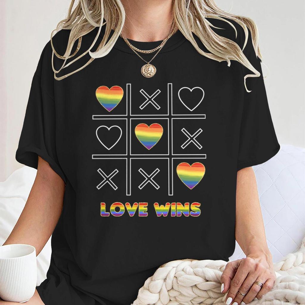 Fashion LGBT Love Wins TShirt Women Men Fun Chessboard Print Short Sleeve Tees Casual Lesbian Bisexual Crewneck T Shirts