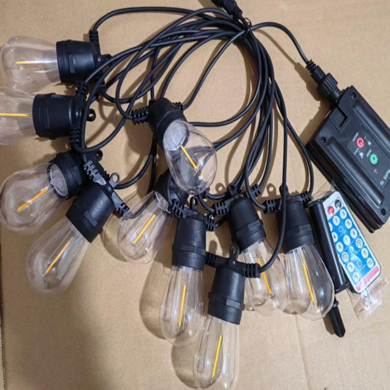 Waterproof LED Edison Bulb String Lights with Remote Control - Decorative Filament Globe for Patio, Tent, Camping, and Holidays