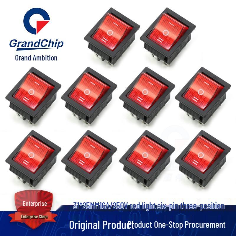 KCD4 High Power Boat Rocker Switch, 4/6 Pin, Red/Green Light, 31x25mm, 16A 250V